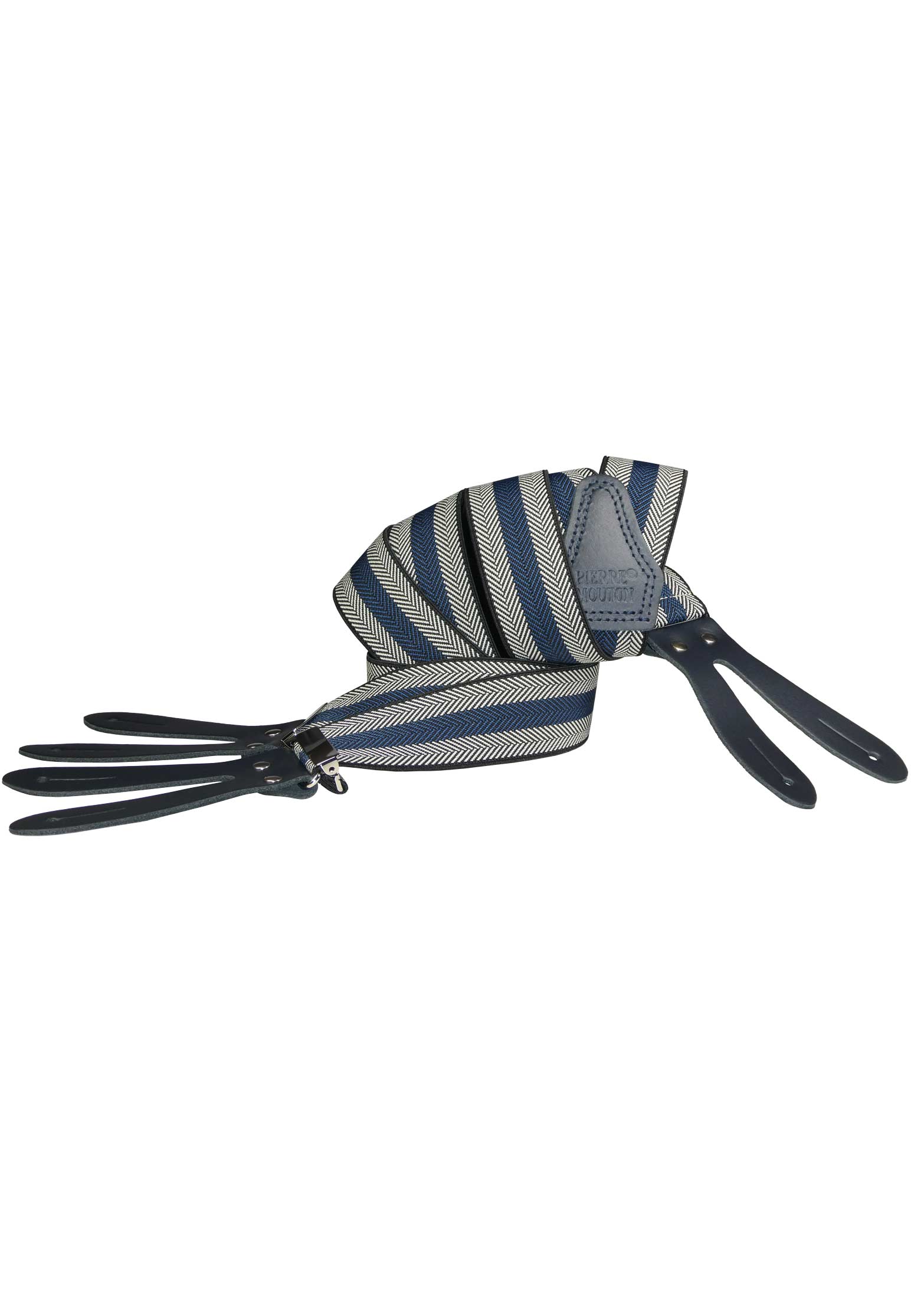 Chevron met leertjes donkerblauw