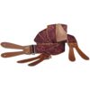 Rode paisley bretel met handgemaakte lederen patten van Pierre Mouton.